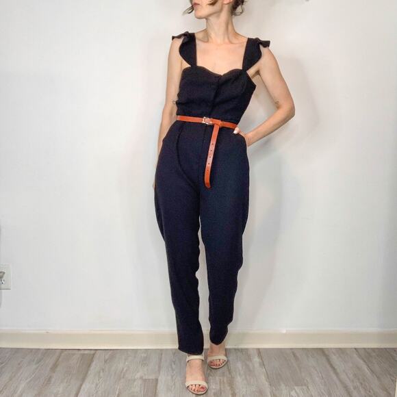 NWOT CUPCAKES AND CASHMERE Well Suited black jumpsuit ruffle strap pockets 2941 - Picture 9 of 10